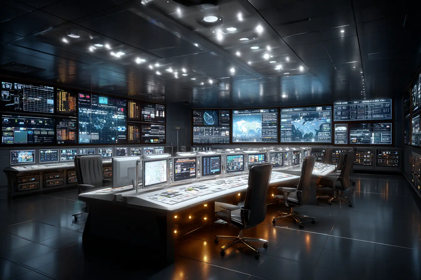 Premium cloud continuity and disaster recovery operations room with secure backup systems and resilience dashboards